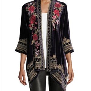 Johnny Was Meri Velvet Draped Cardigan 